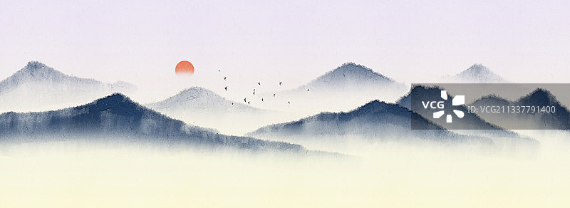 新中式水墨山水图片素材