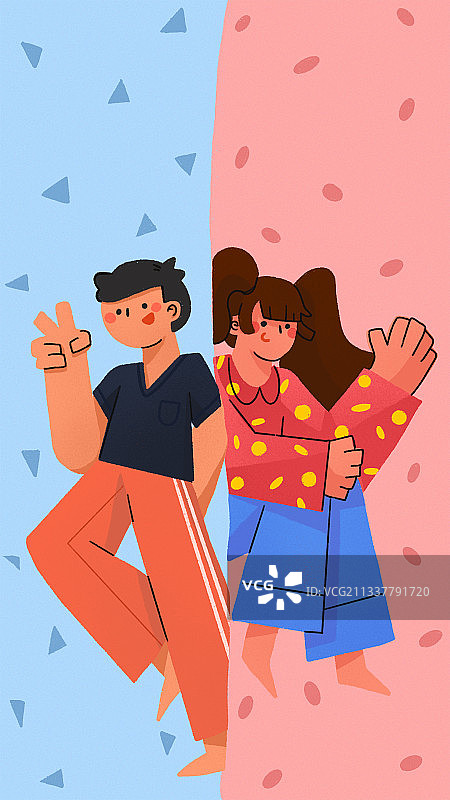男生和女生插画图片素材
