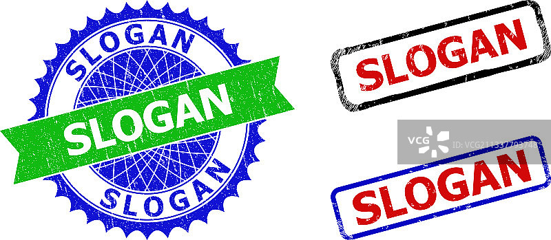 标语花结和矩形双色水印图片素材