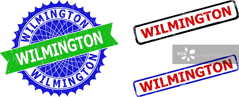 威明顿玫瑰花结和矩形双色徽章图片素材