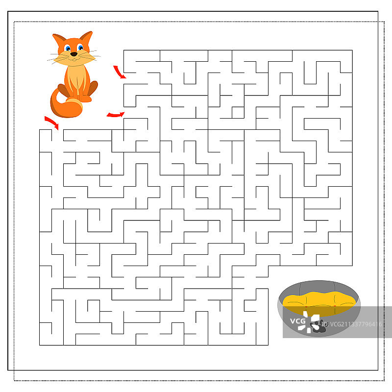 儿童迷宫游戏：引导猫咪通过迷宫图片素材
