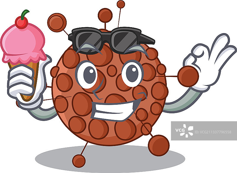 卡通设计淋病奈瑟菌与甜筒冰淇淋图片素材
