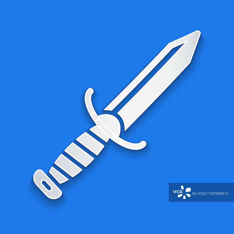 蓝色背景上的剪纸军刀图标图片素材