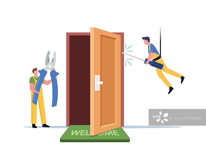 木匠维修工使用钳子工作图片素材