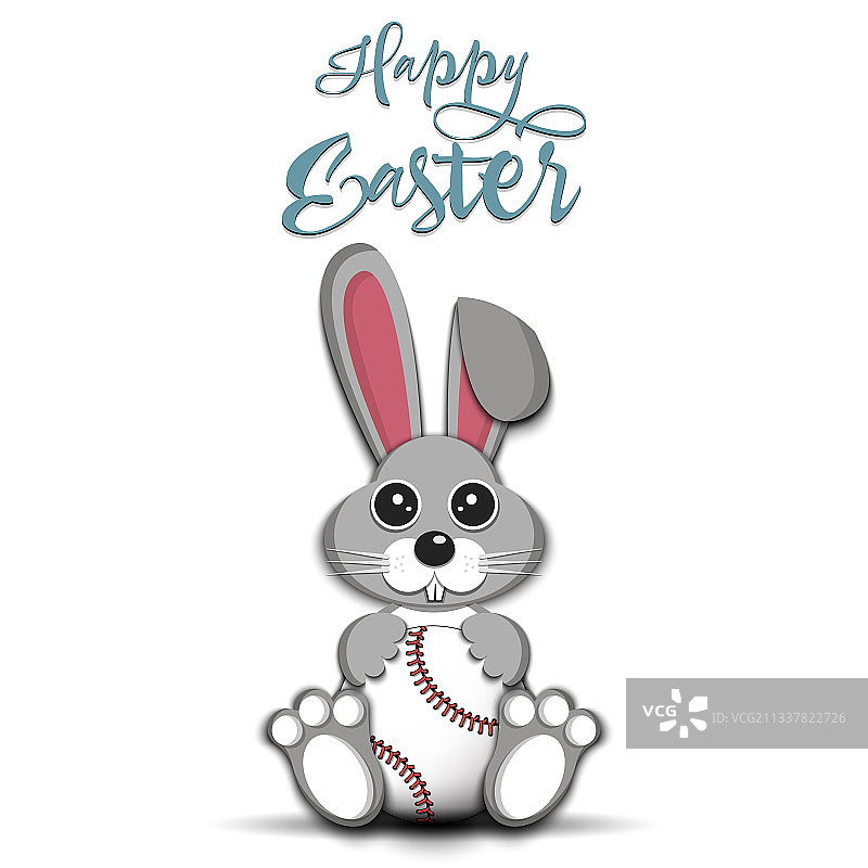 复活节兔子与棒球图片素材
