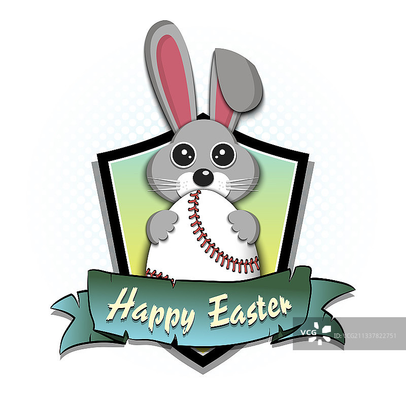 手持棒球的复活节兔子图片素材
