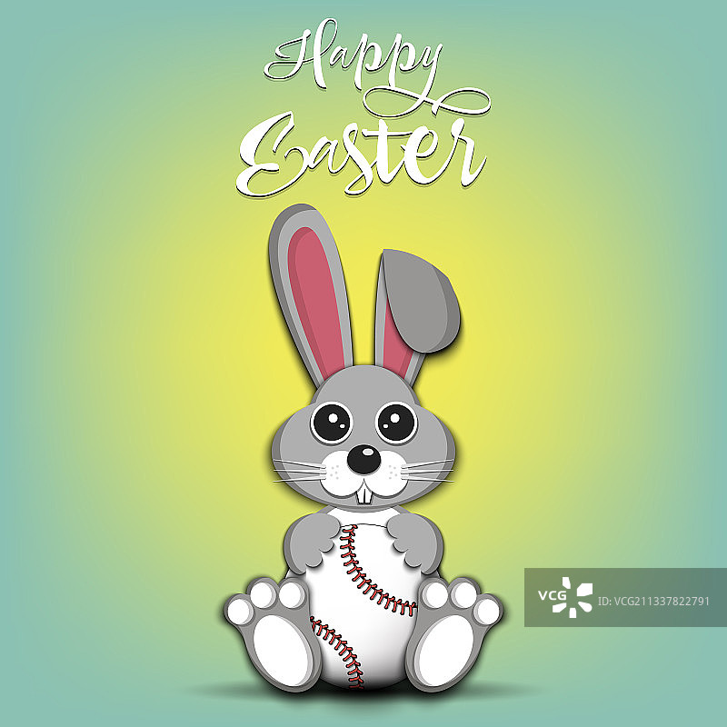复活节兔子与棒球图片素材