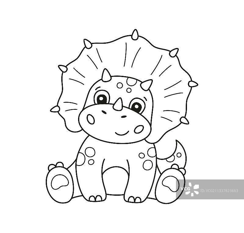 儿童涂色书中的可爱小恐龙图片素材