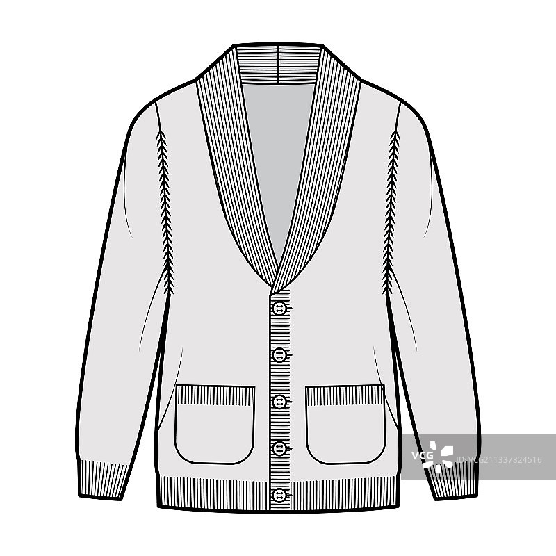 开襟披肩领毛衣款式图图片素材