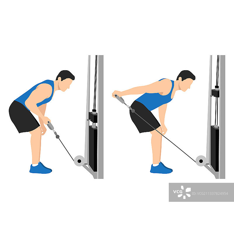 男人做拉索三头肌后踢运动图片素材