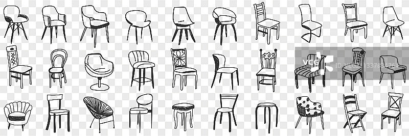 椅子和扶手椅涂鸦合集图片素材