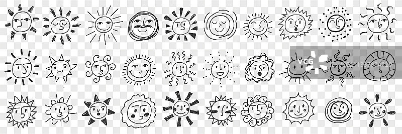 微笑的太阳涂鸦图案图片素材