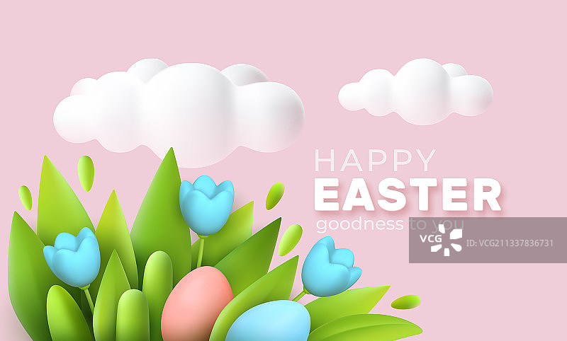 3D时尚复活节贺卡banner图片素材