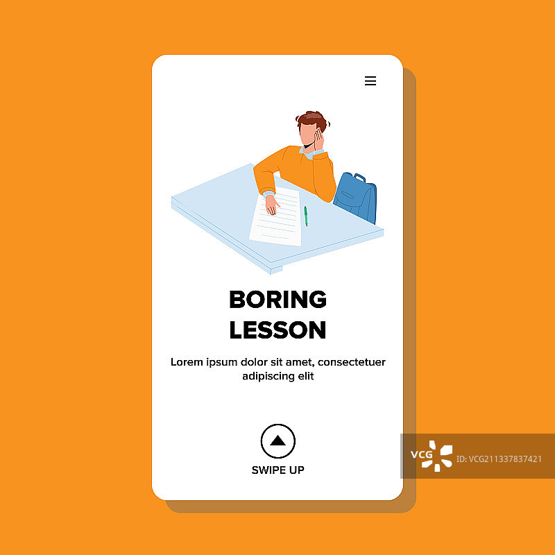 课堂上听着无聊课程的男学生图片素材