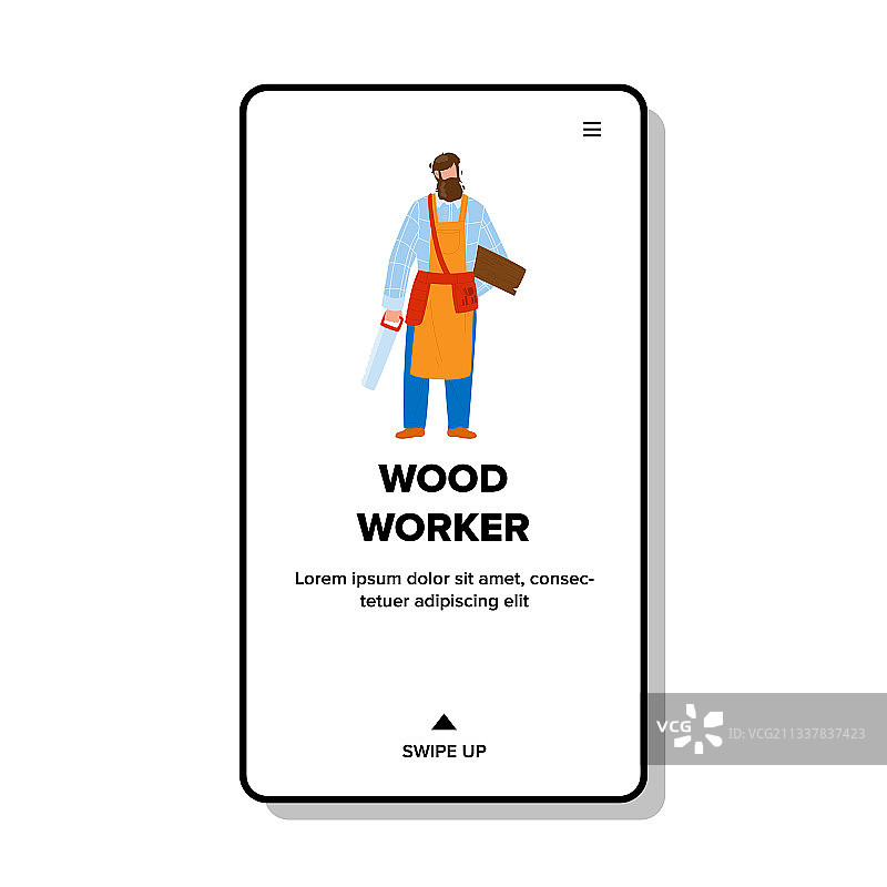 木工工人拿着锯子和木板图片素材