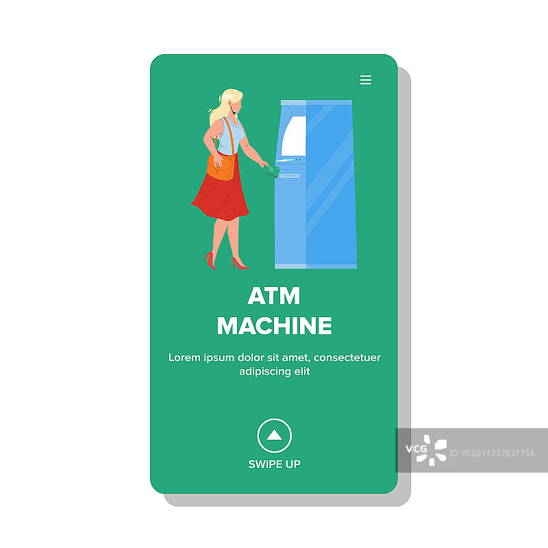 在ATM机上取款的女人图片素材