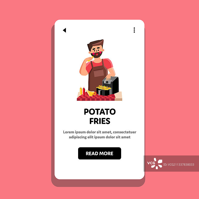 厨师在空气炸锅中炸薯条图片素材