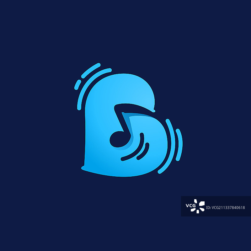 带有音符的字母B标志图片素材