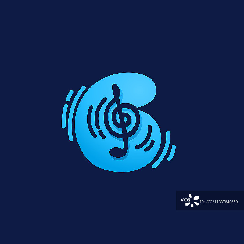 带有音符的数字6标志图片素材