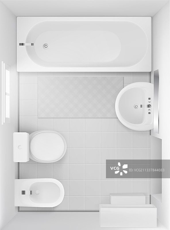 浴室内部顶视图房间设计项目图片素材