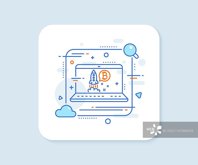 比特币线条图标加密货币启动标志图片素材