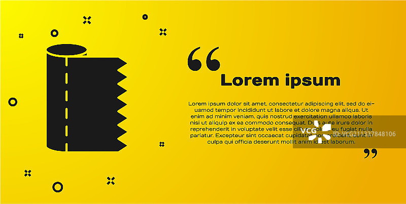 黄色背景上的黑色纺织面料卷图标图片素材