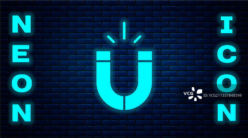 发光霓虹灯磁铁图标图片素材