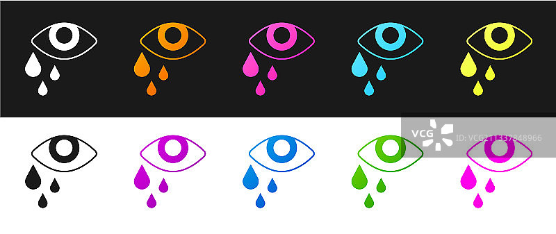 黑白背景上的哭泣眼睛图标图片素材