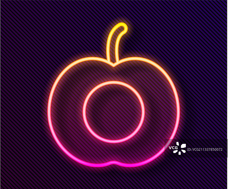 发光霓虹灯桃子或油桃图片素材