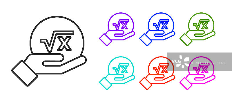 黑色线条平方根X符号图标图片素材