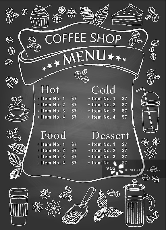 咖啡店手写黑板菜单图片素材