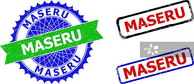 马塞卢花结和矩形双色邮票印章图片素材