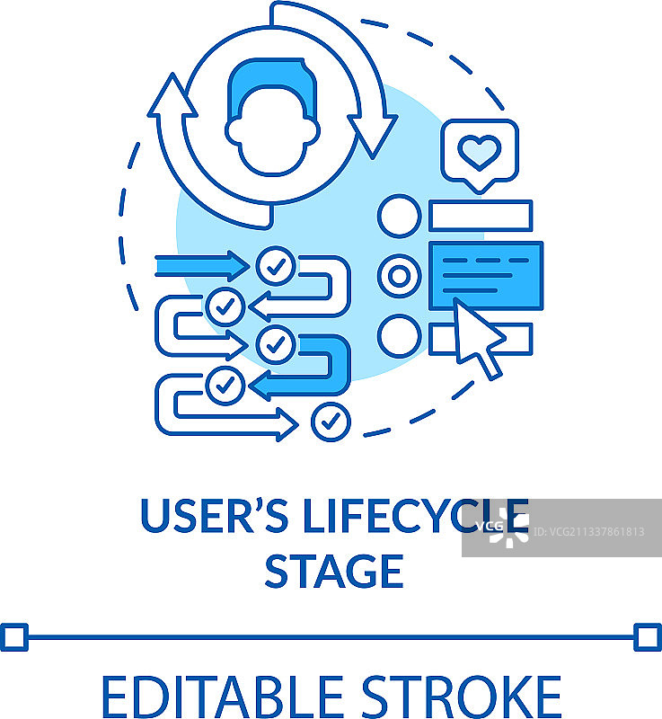 用户生命周期阶段蓝色概念图标图片素材