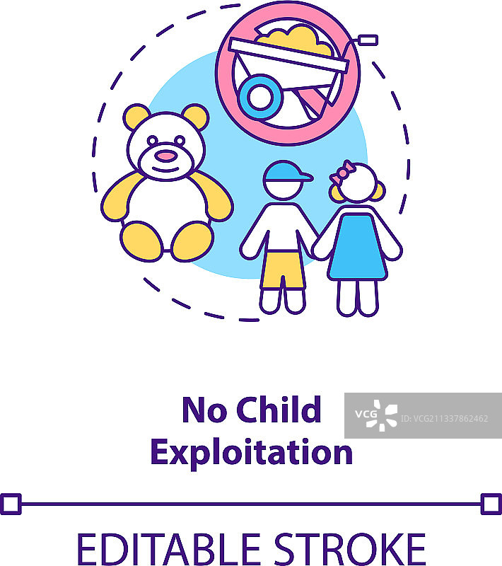 禁止儿童剥削概念图标图片素材