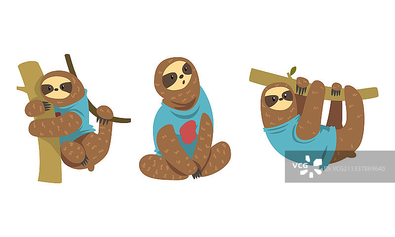 有趣的穿着热带服装的树懒角色图片素材