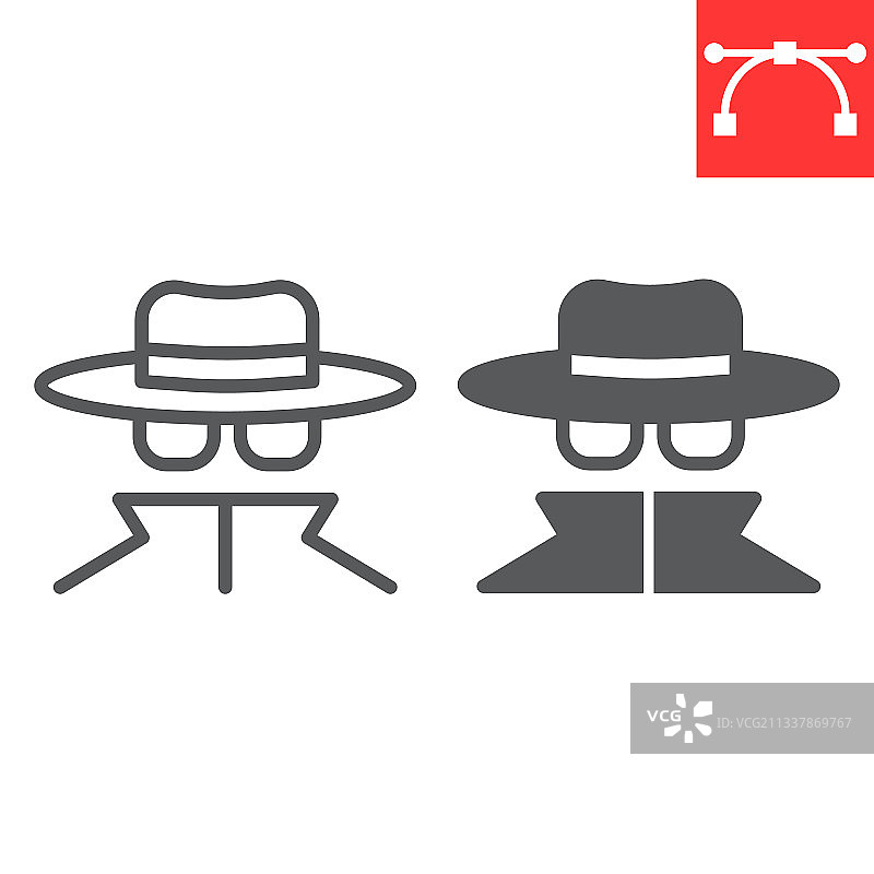 间谍特工线条字形图标图片素材