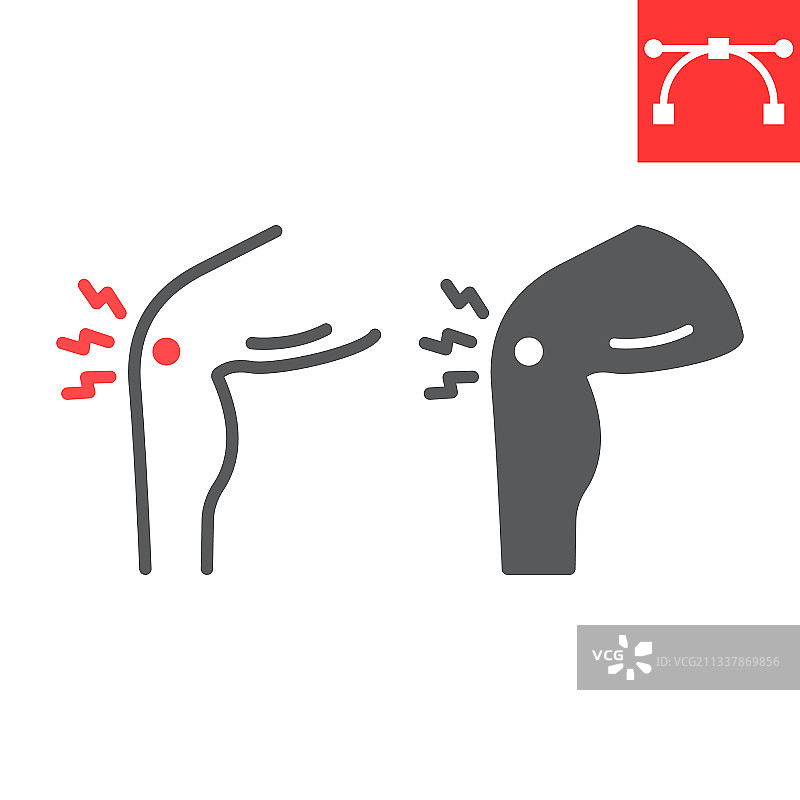 膝盖疼痛线，骨质疏松字形图标图片素材