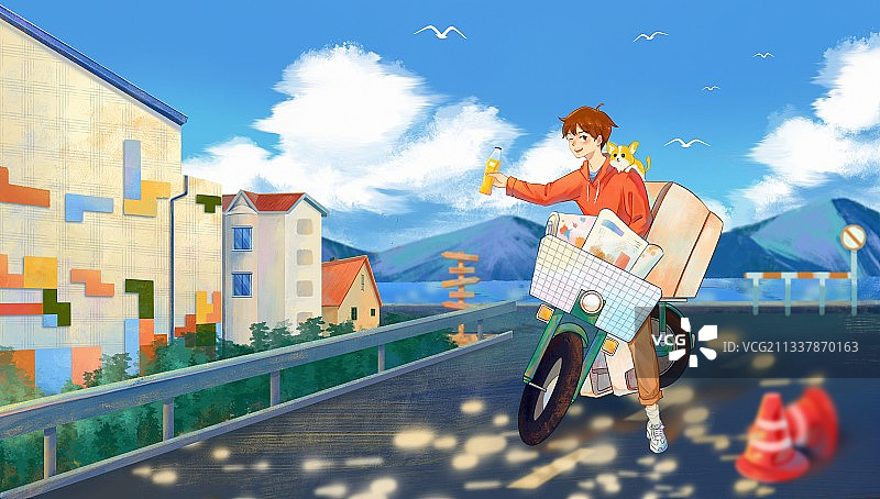 蓝白小镇图片素材