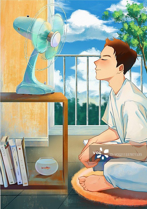 又到了吹风扇才能睡着的季节图片素材