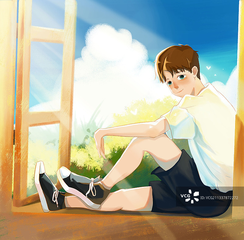 坐姿男孩图片素材