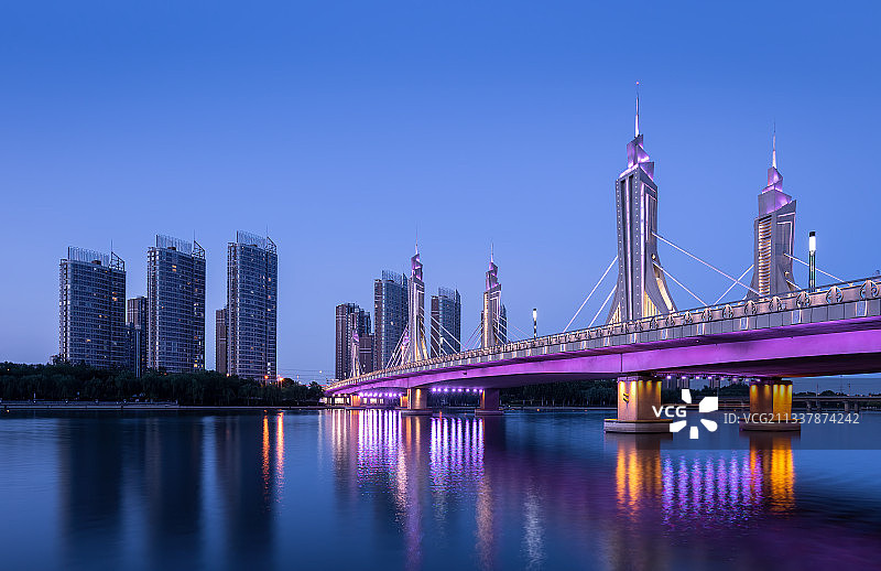 玉带河桥夜景图片素材