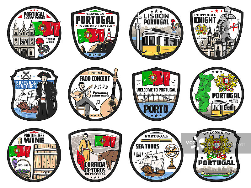 葡萄牙旅游地标图标图片素材