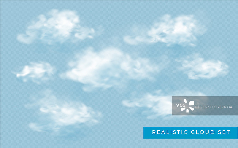 透明背景上的逼真风格云朵图片素材