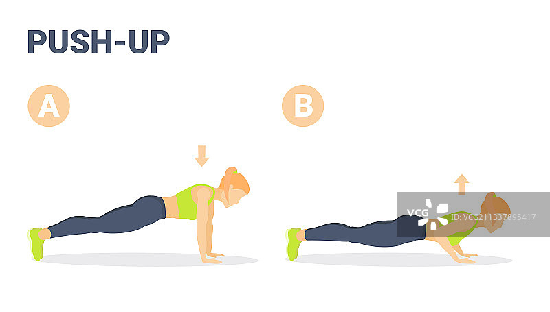 女人做俯卧撑运动图片素材