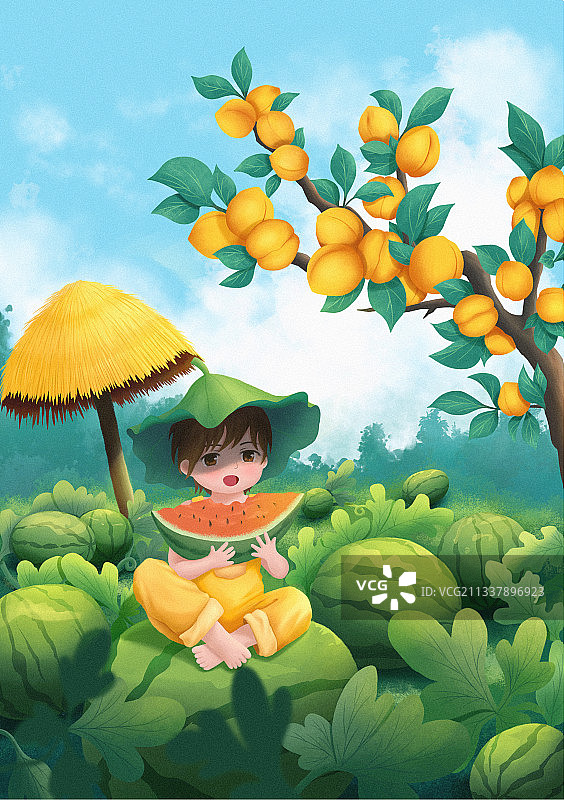 夏日节气海报-小暑无标题版图片素材