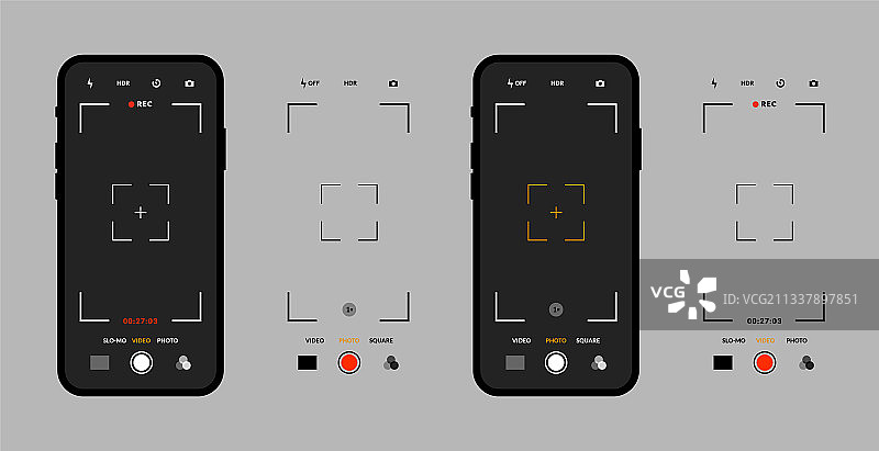 手机照相机界面套装图片素材