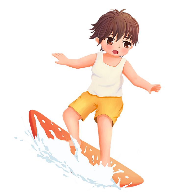 夏日节气元素-冲浪的小孩图片素材