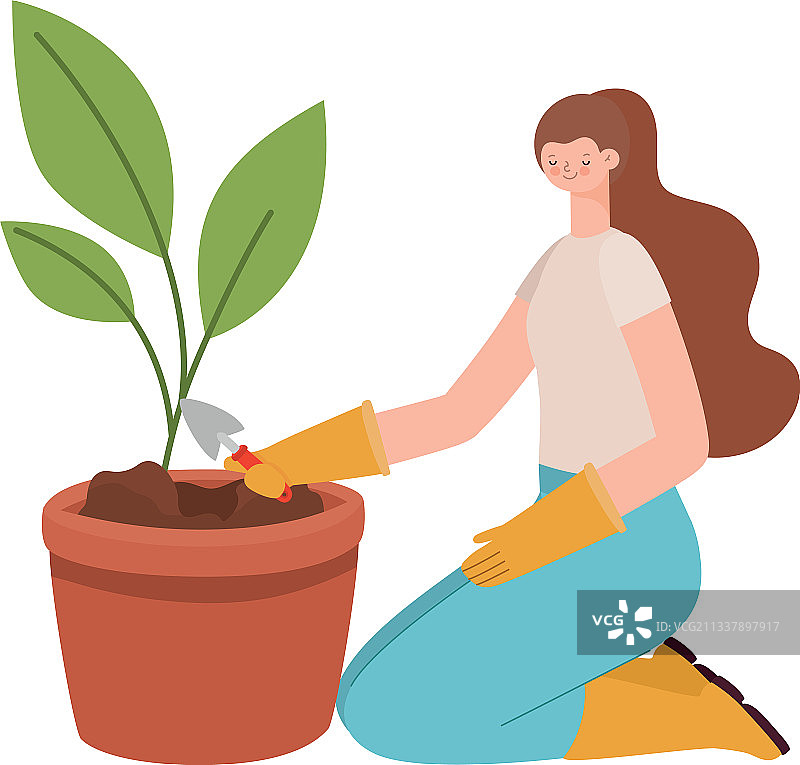 青少年种植植物图片素材