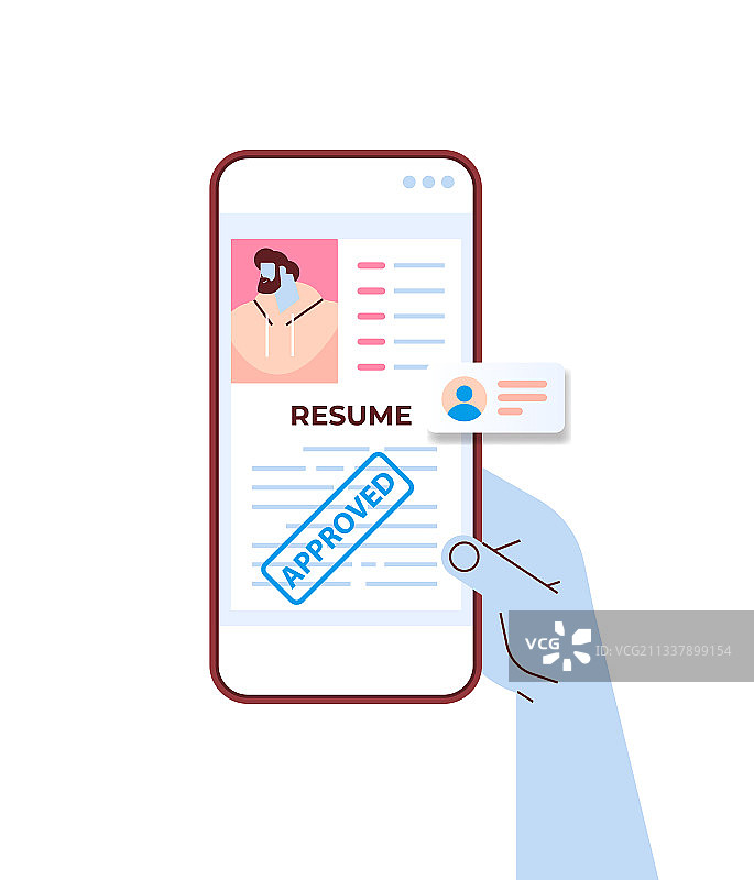 人力资源经理使用手机APP查看简历图片素材