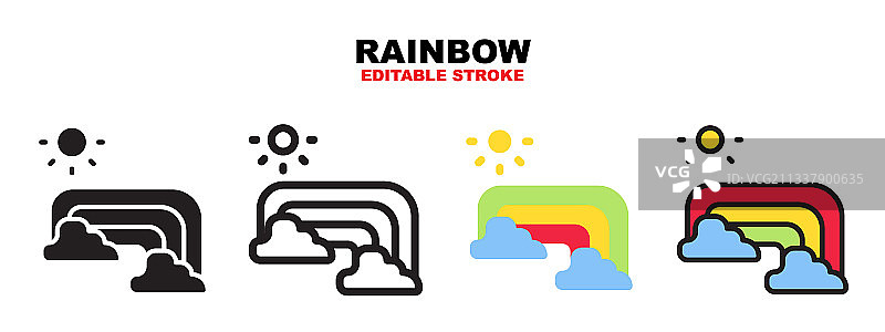 不同风格的彩虹图标合集（可编辑）图片素材